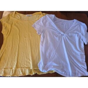 Lot of 2 CATO & A New Day Knit Tops | Size XL | Yellow & White Basics